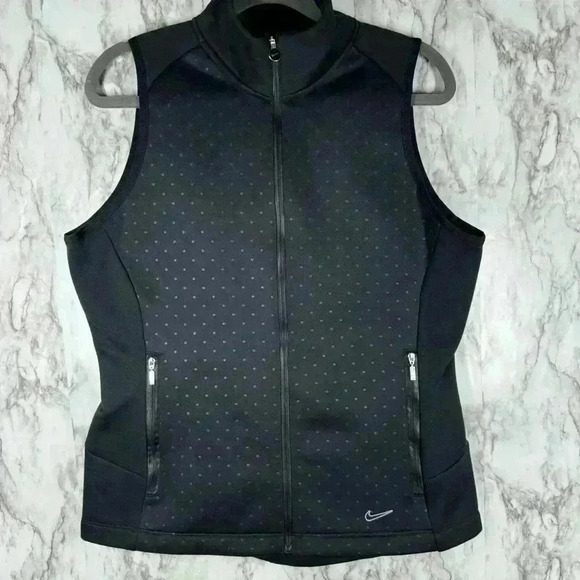 Nike Therma Fit Woman Medium Golf Tour Performance Black Reflective Vest A5 - Picture 1 of 6